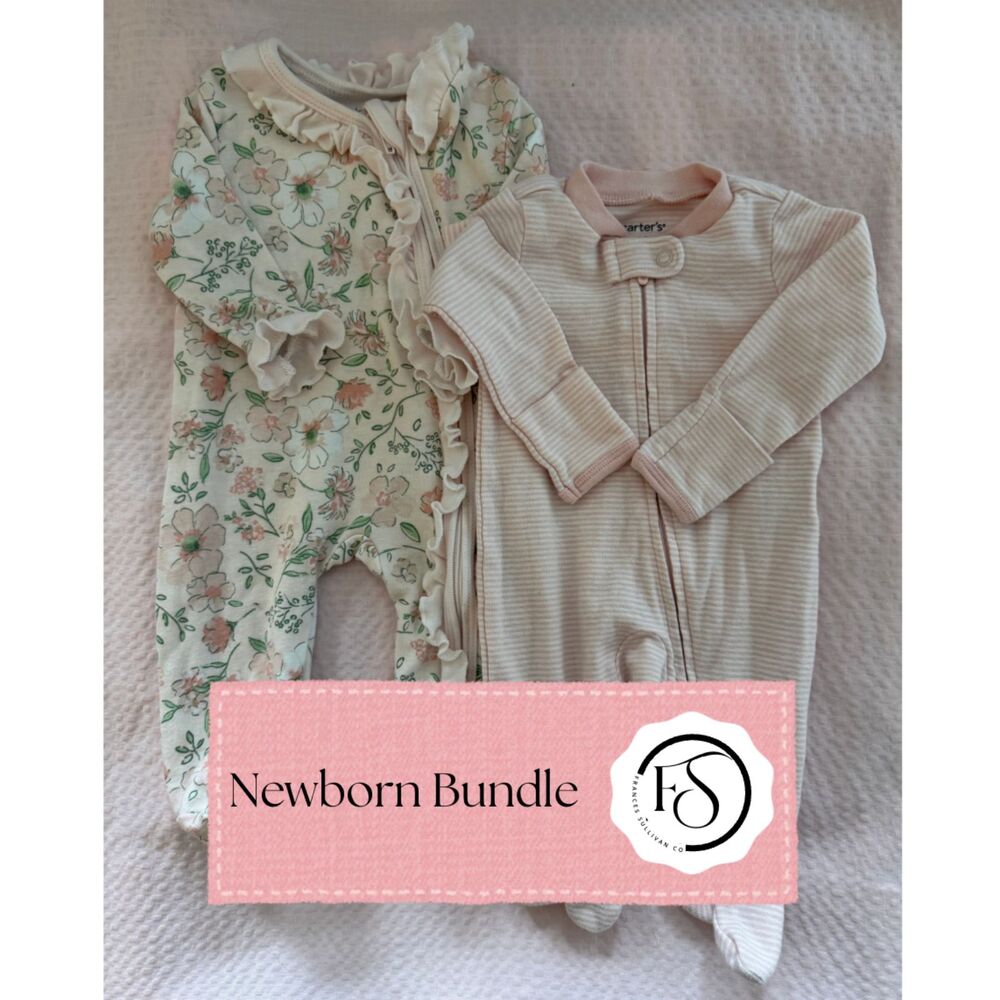 Floral & Pink Stripe Sleeper Bundle, Newborn